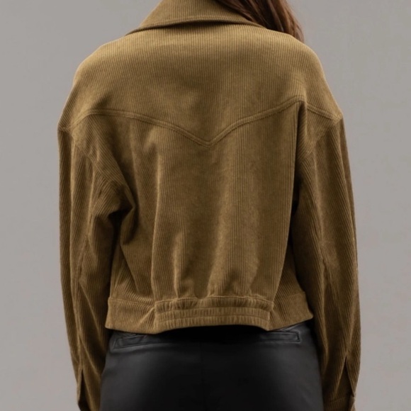 Mine M or L  Olive Green Corduroy Crop Bomber Jacket NWOT - Picture 4 of 17
